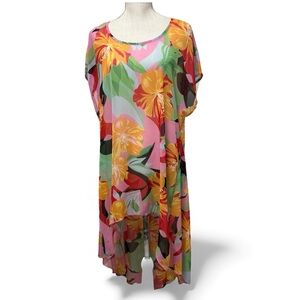 CHA CHA VENTE Colorful Floral Swim Coverup